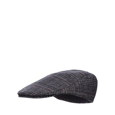 Hammond & Co. by Patrick Grant Grey checked print flat cap with wool